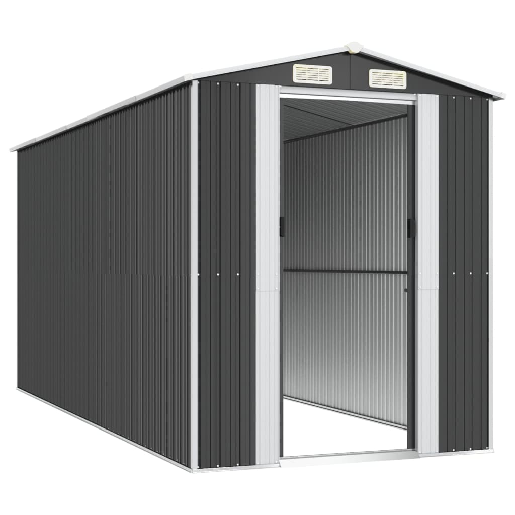 NNEVL Garden Shed Anthracite 192x440x223 cm Galvanised Steel-3