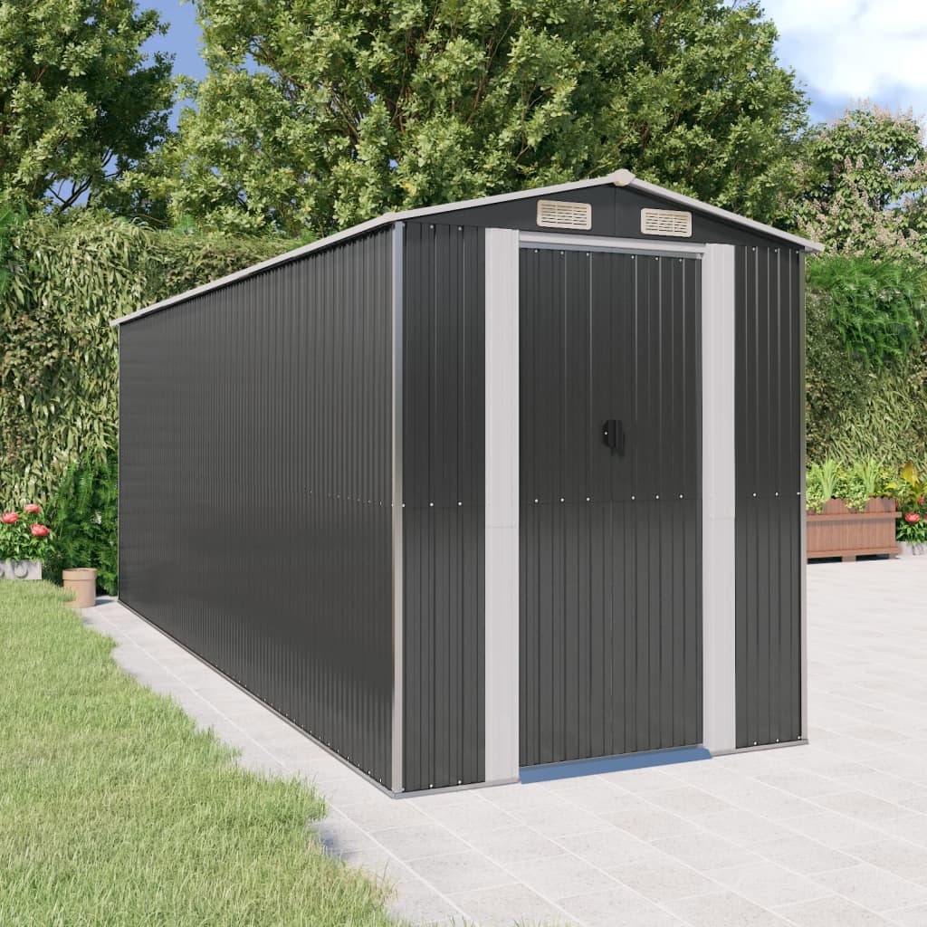 NNEVL Garden Shed Anthracite 192x523x223 cm Galvanised Steel-0