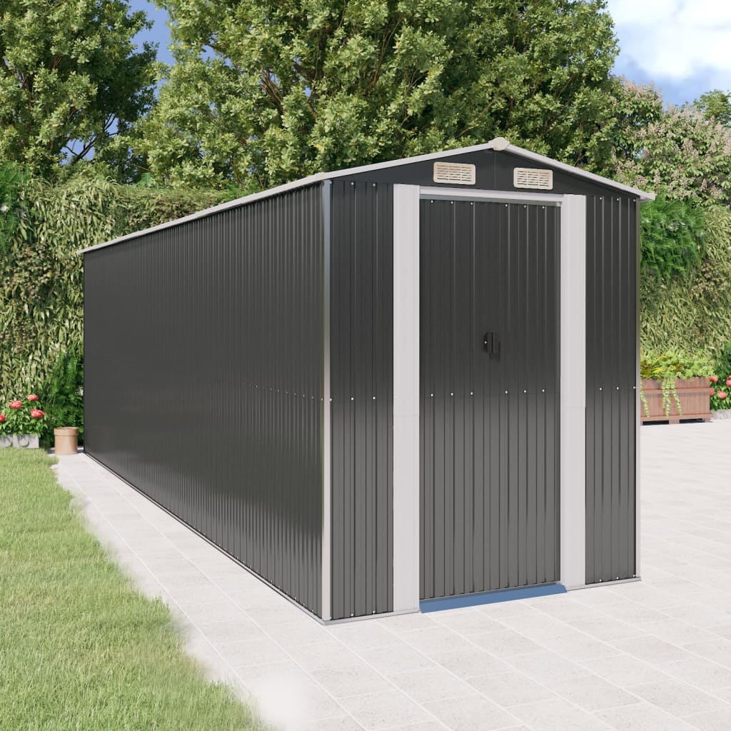 NNEVL Garden Shed Anthracite 192x606x223 cm Galvanised Steel-0