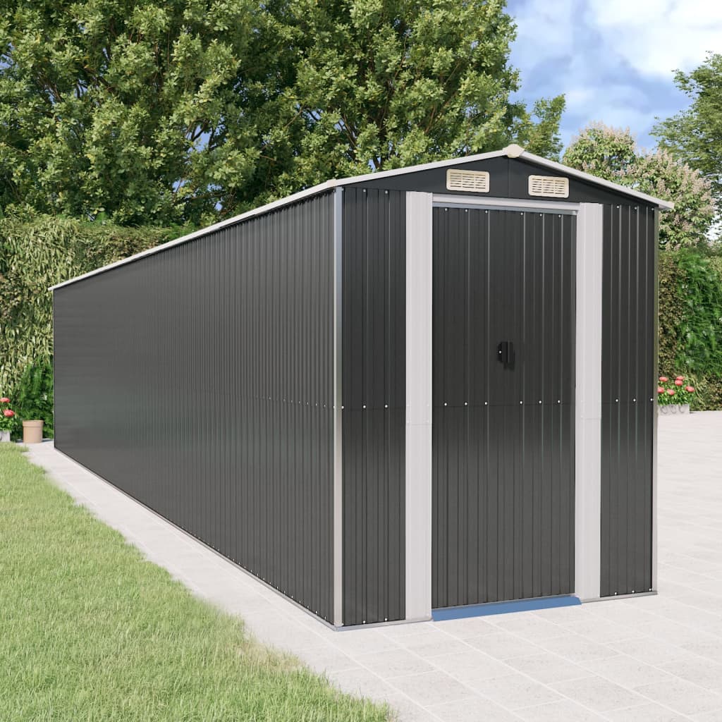 NNEVL Garden Shed Anthracite 192x938x223 cm Galvanised Steel-0