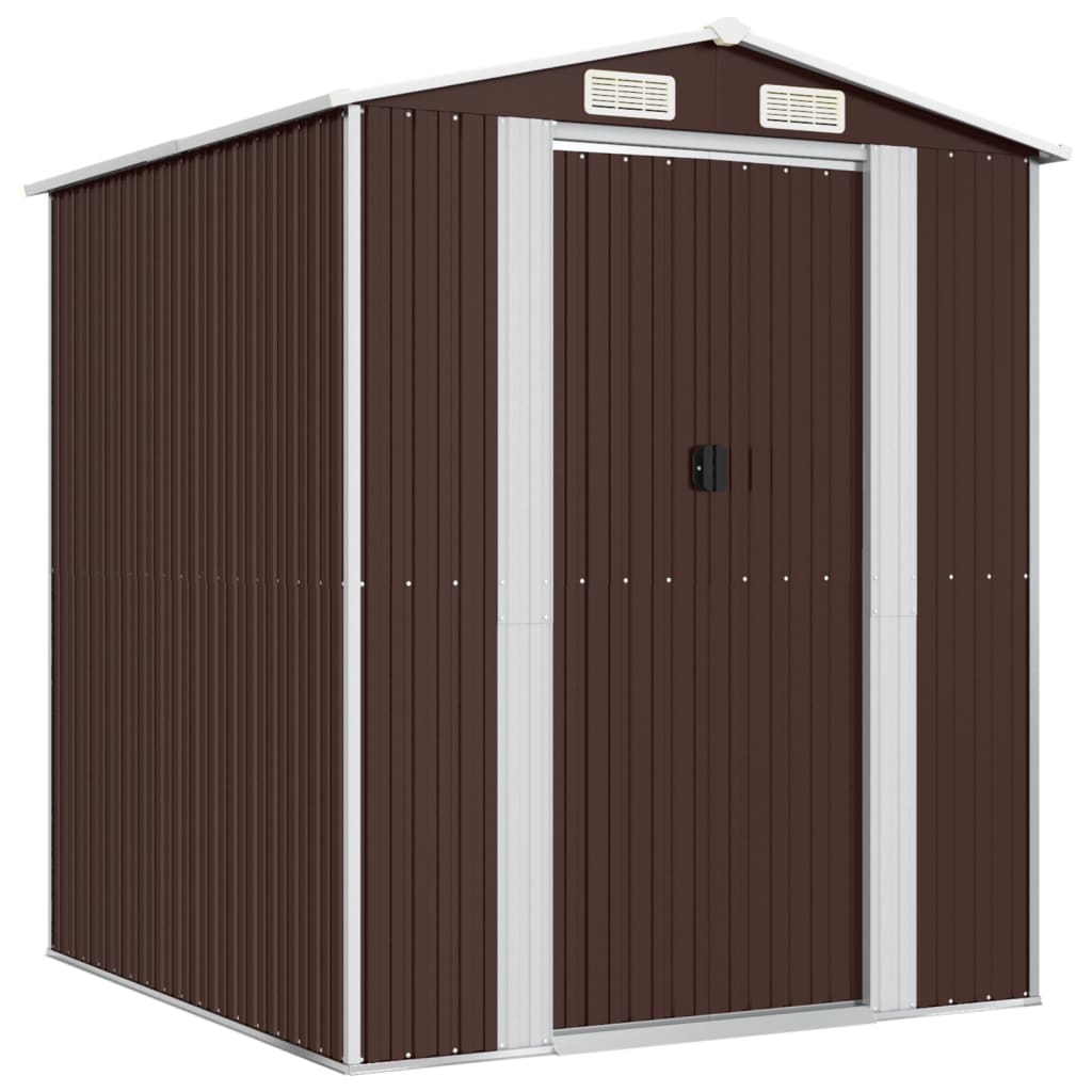 NNEVL Garden Shed Dark Brown 192x191x223 cm Galvanised Steel-1