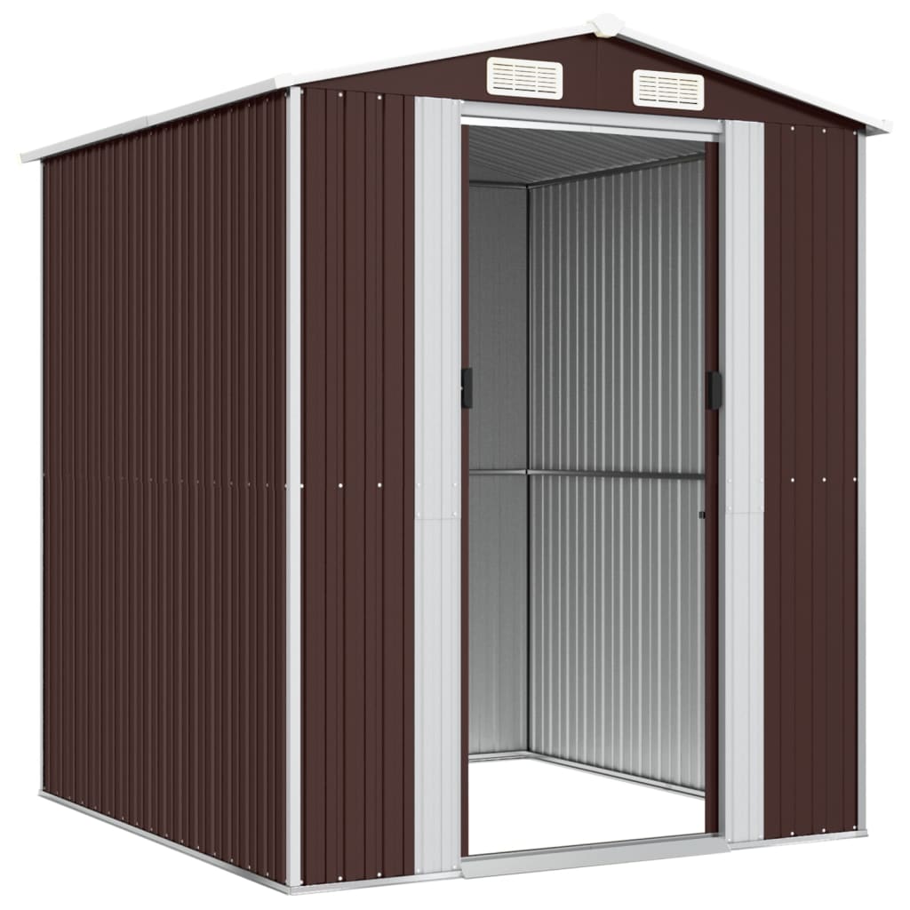 NNEVL Garden Shed Dark Brown 192x191x223 cm Galvanised Steel-3