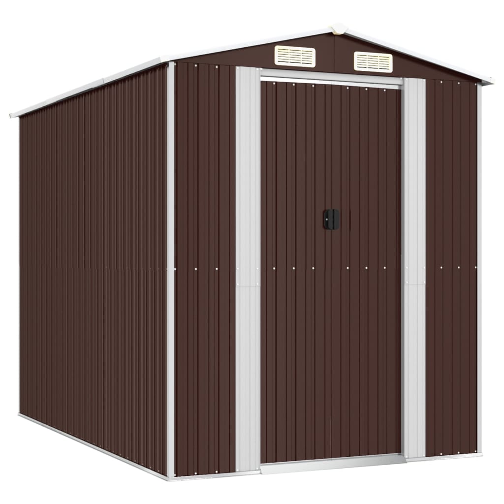 NNEVL Garden Shed Dark Brown 192x274x223 cm Galvanised Steel-1