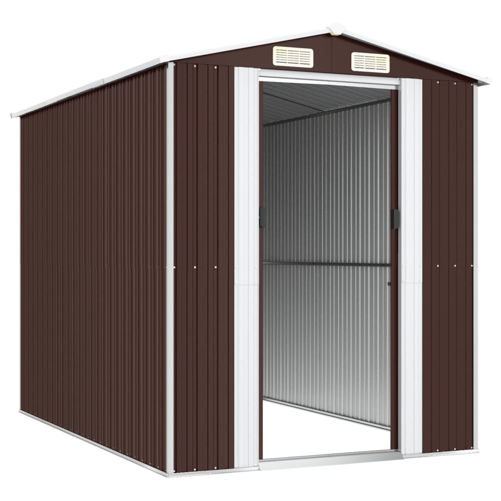 NNEVL Garden Shed Dark Brown 192x274x223 cm Galvanised Steel-3