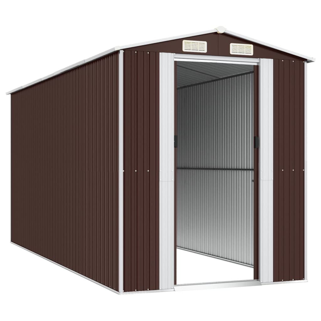 NNEVL Garden Shed Dark Brown 192x440x223 cm Galvanised Steel-3