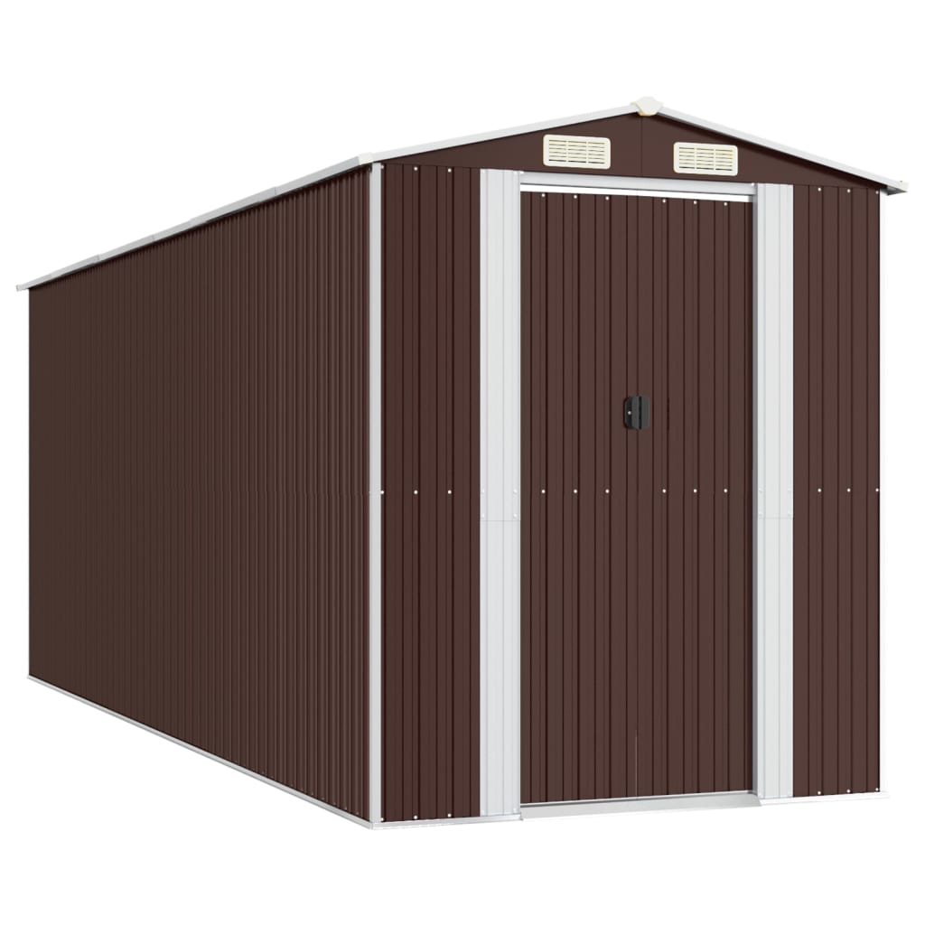 NNEVL Garden Shed Dark Brown 192x523x223 cm Galvanised Steel-1