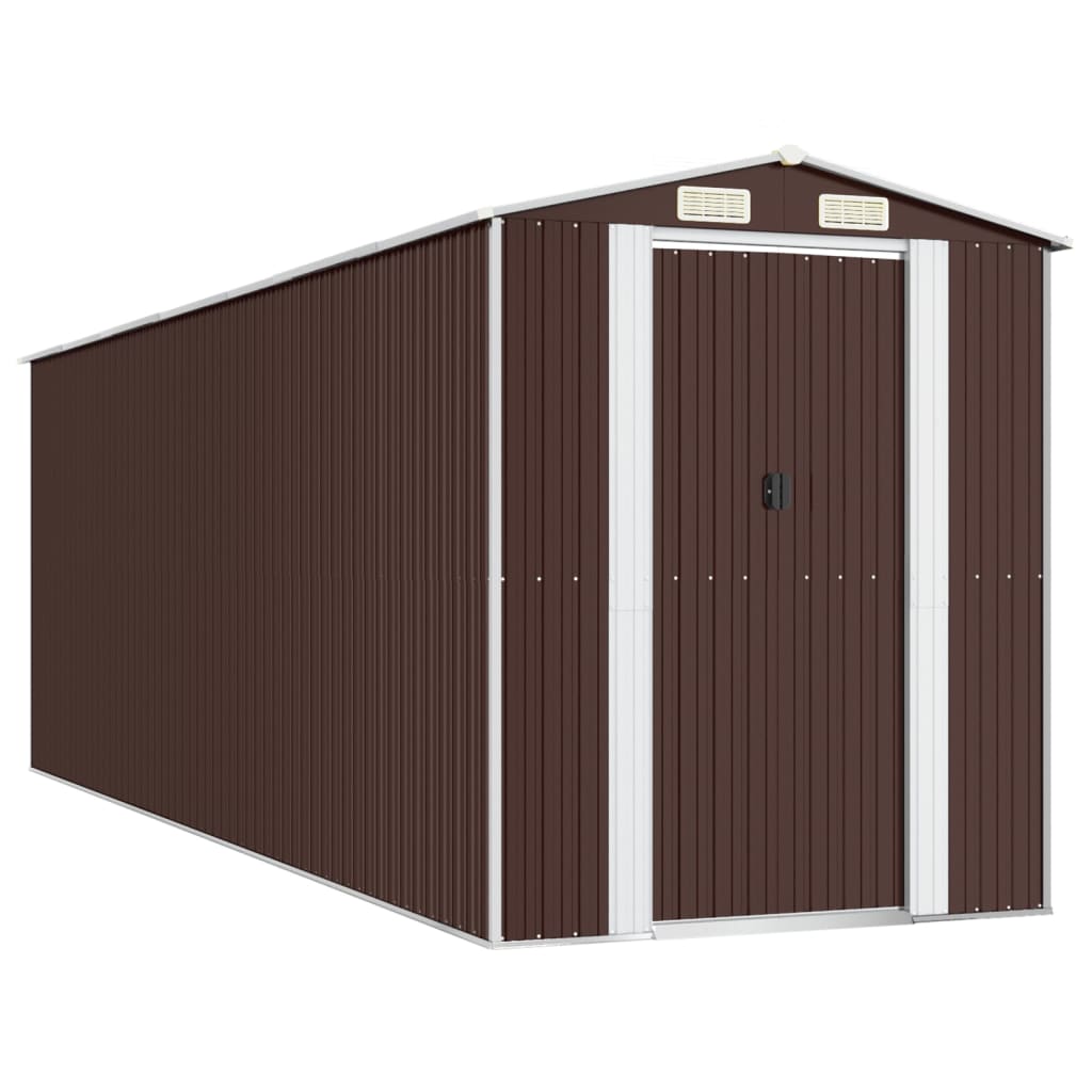 NNEVL Garden Shed Dark Brown 192x606x223 cm Galvanised Steel-1