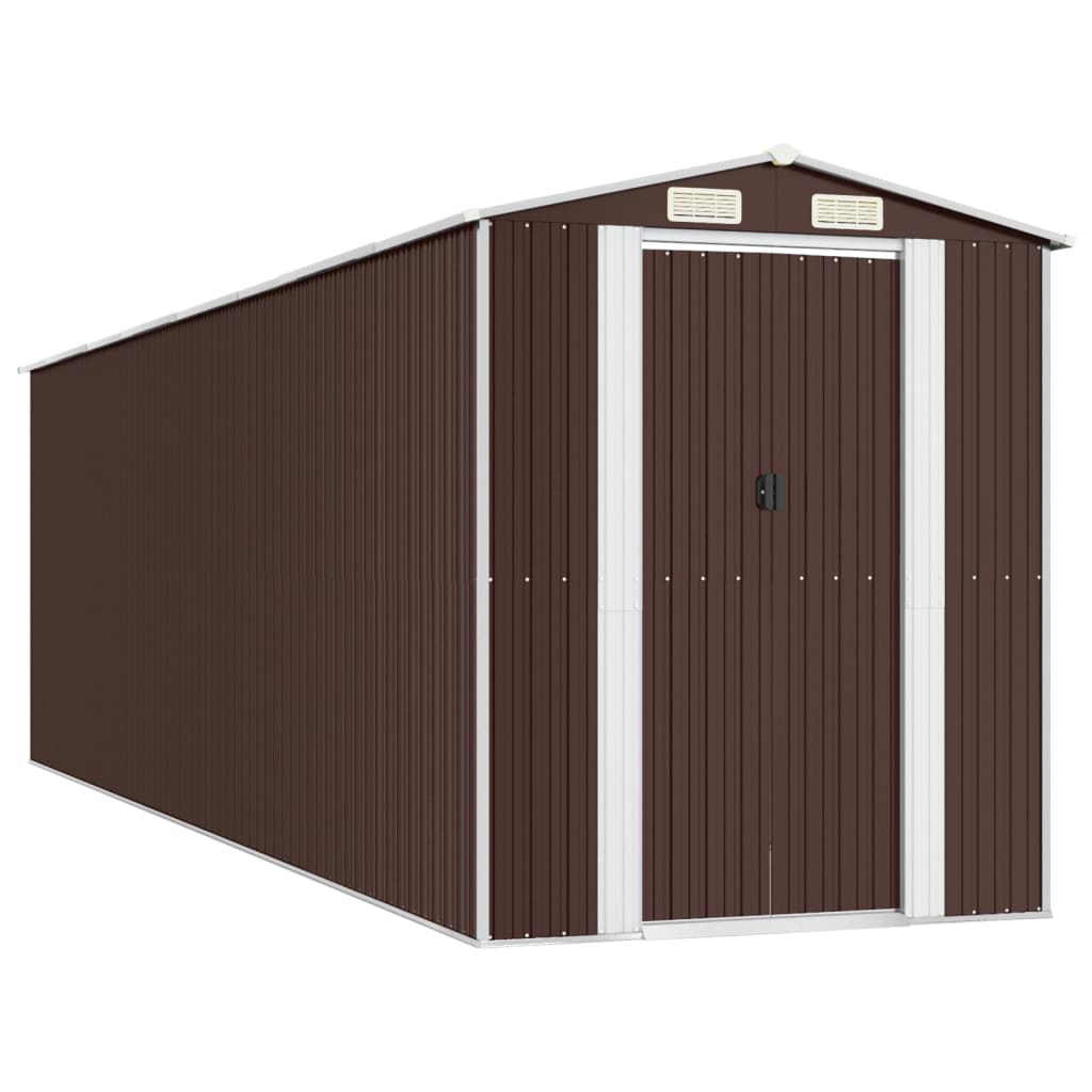 NNEVL Garden Shed Dark Brown 192x689x223 cm Galvanised Steel-1