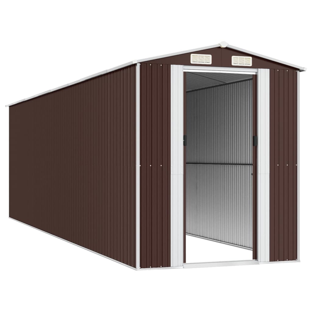 NNEVL Garden Shed Dark Brown 192x689x223 cm Galvanised Steel-3