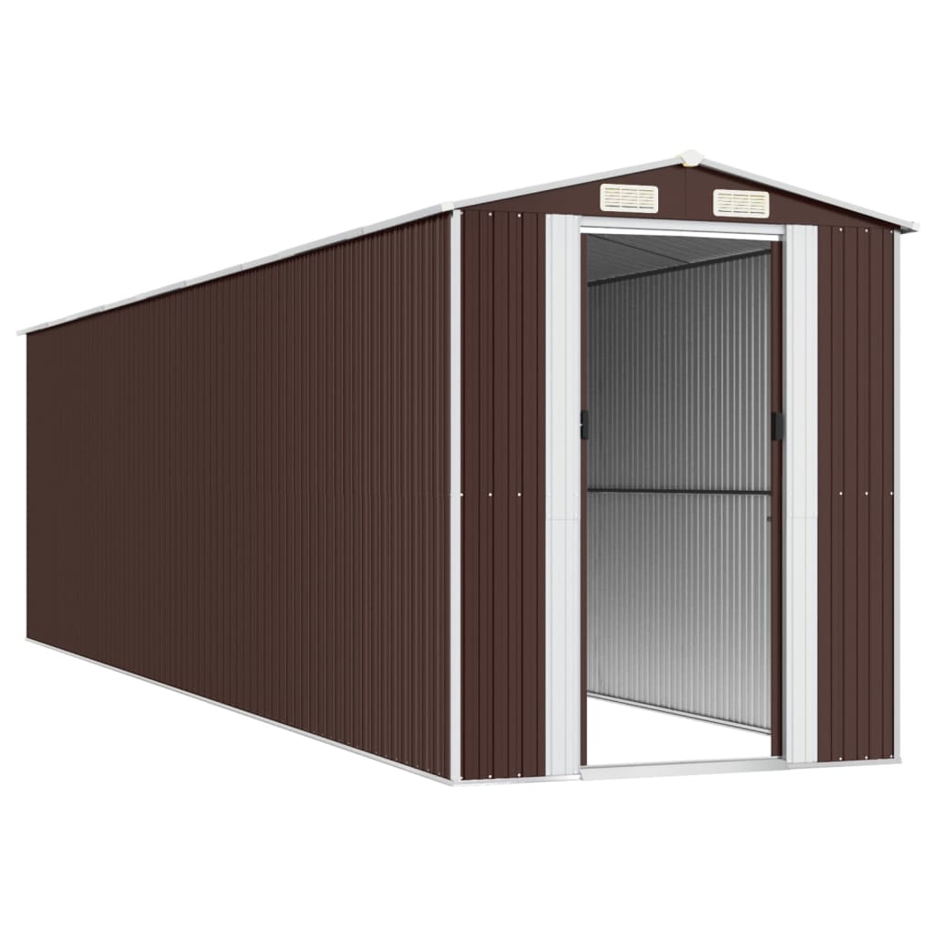 NNEVL Garden Shed Dark Brown 192x772x223 cm Galvanised Steel-3