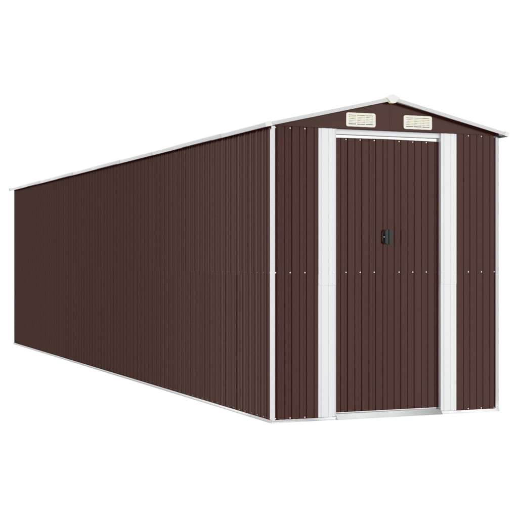 NNEVL Garden Shed Dark Brown 192x855x223 cm Galvanised Steel-1