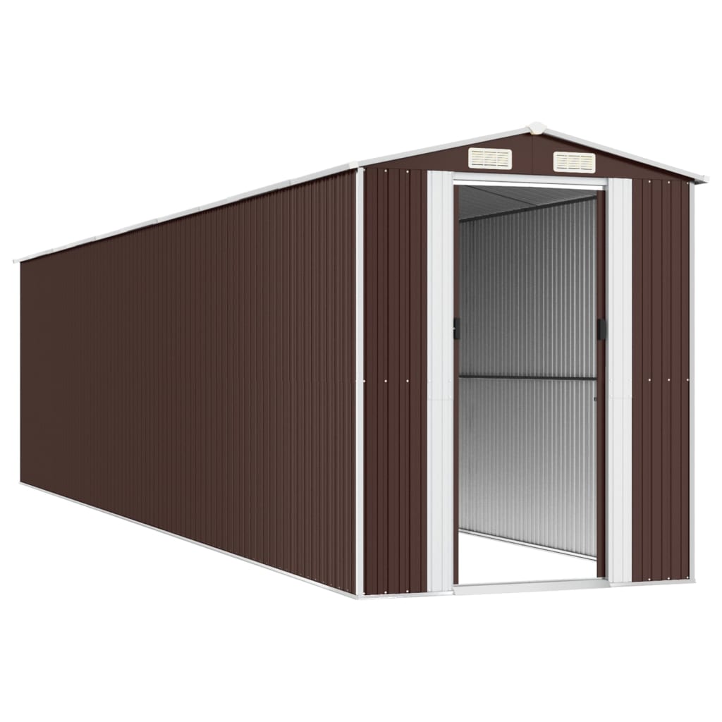 NNEVL Garden Shed Dark Brown 192x855x223 cm Galvanised Steel-3