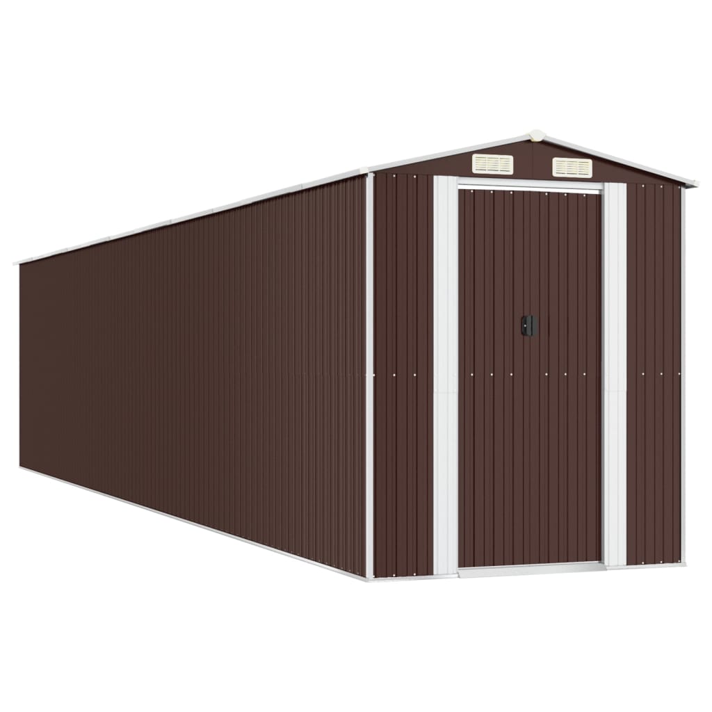 NNEVL Garden Shed Dark Brown 192x938x223 cm Galvanised Steel-1