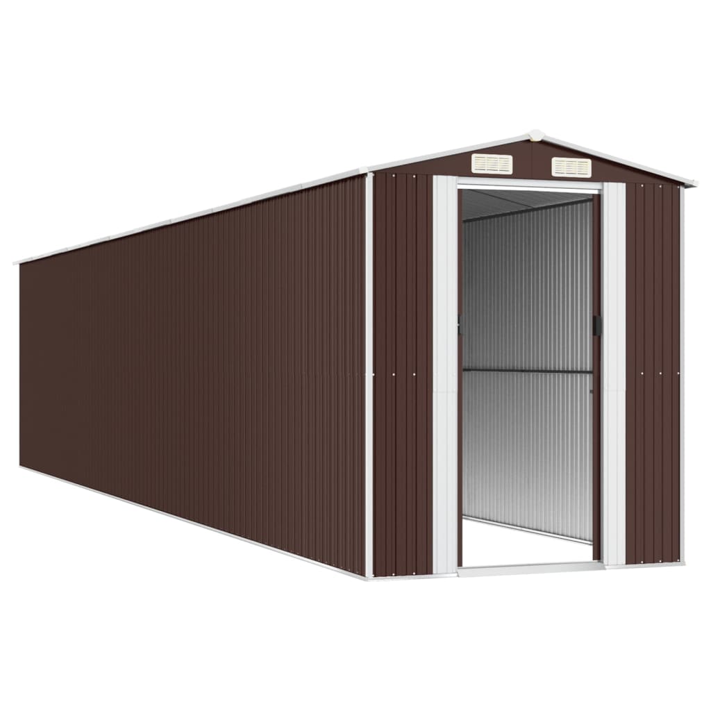 NNEVL Garden Shed Dark Brown 192x938x223 cm Galvanised Steel-3