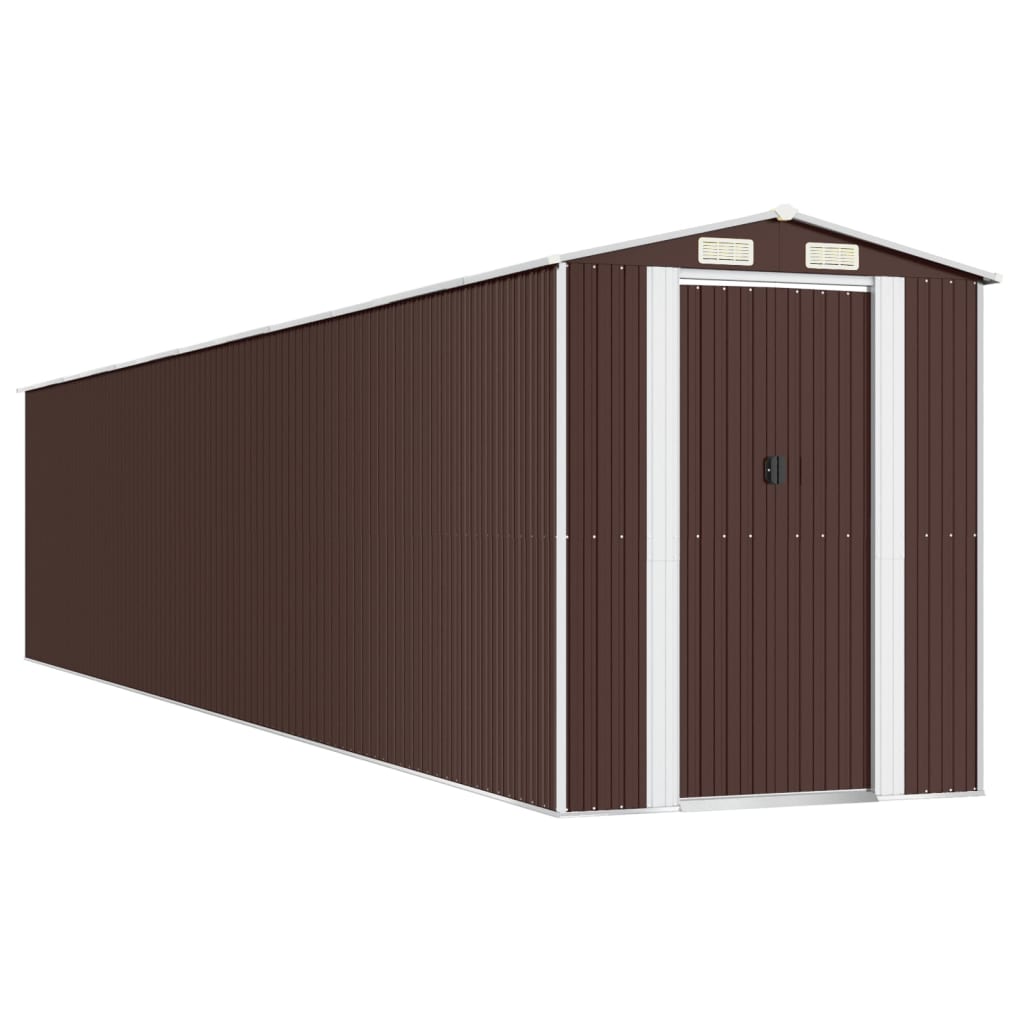 NNEVL Garden Shed Dark Brown 192x1021x223 cm Galvanised Steel-1