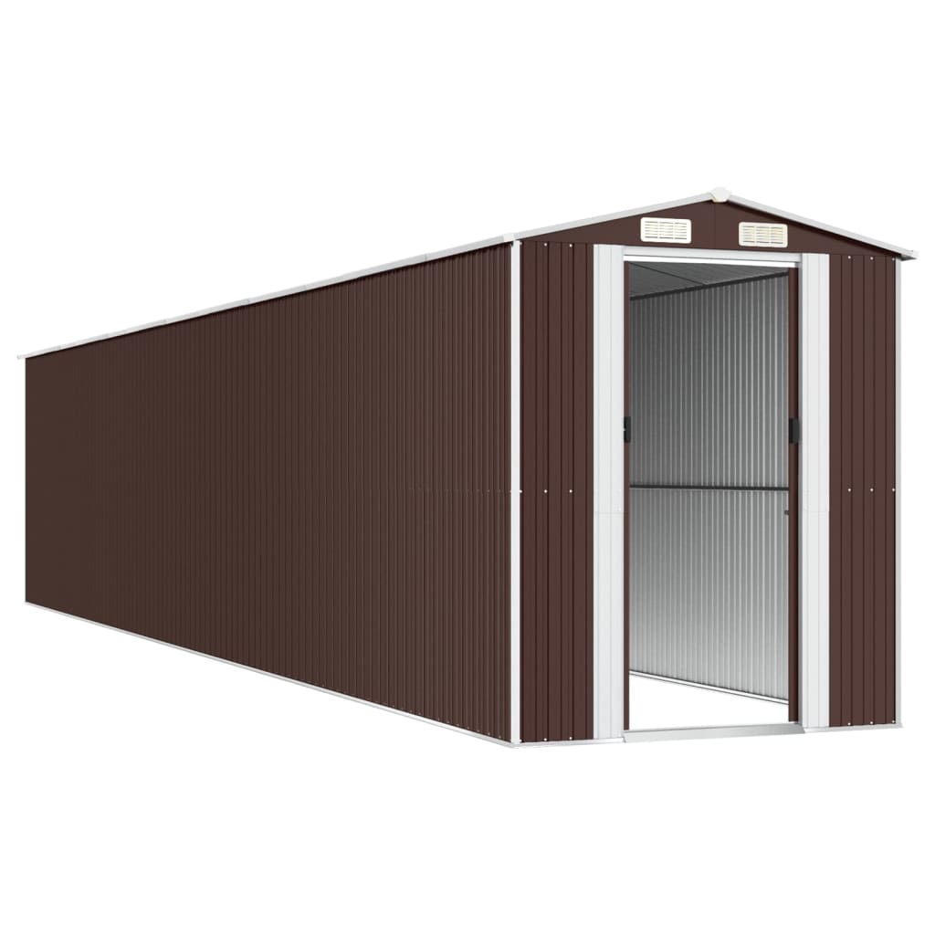 NNEVL Garden Shed Dark Brown 192x1021x223 cm Galvanised Steel-3