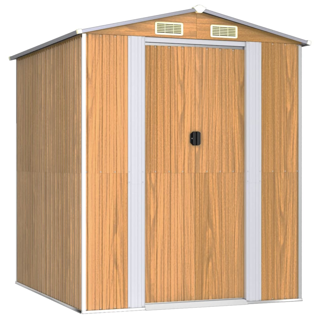NNEVL Garden Shed Light Brown 192x191x223 cm Galvanised Steel-1