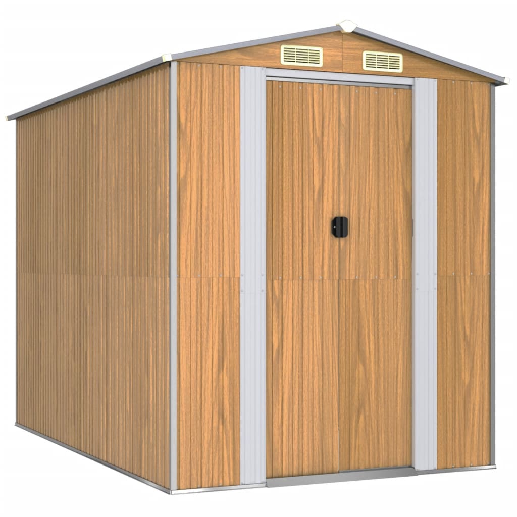 NNEVL Garden Shed Light Brown 192x274x223 cm Galvanised Steel-1