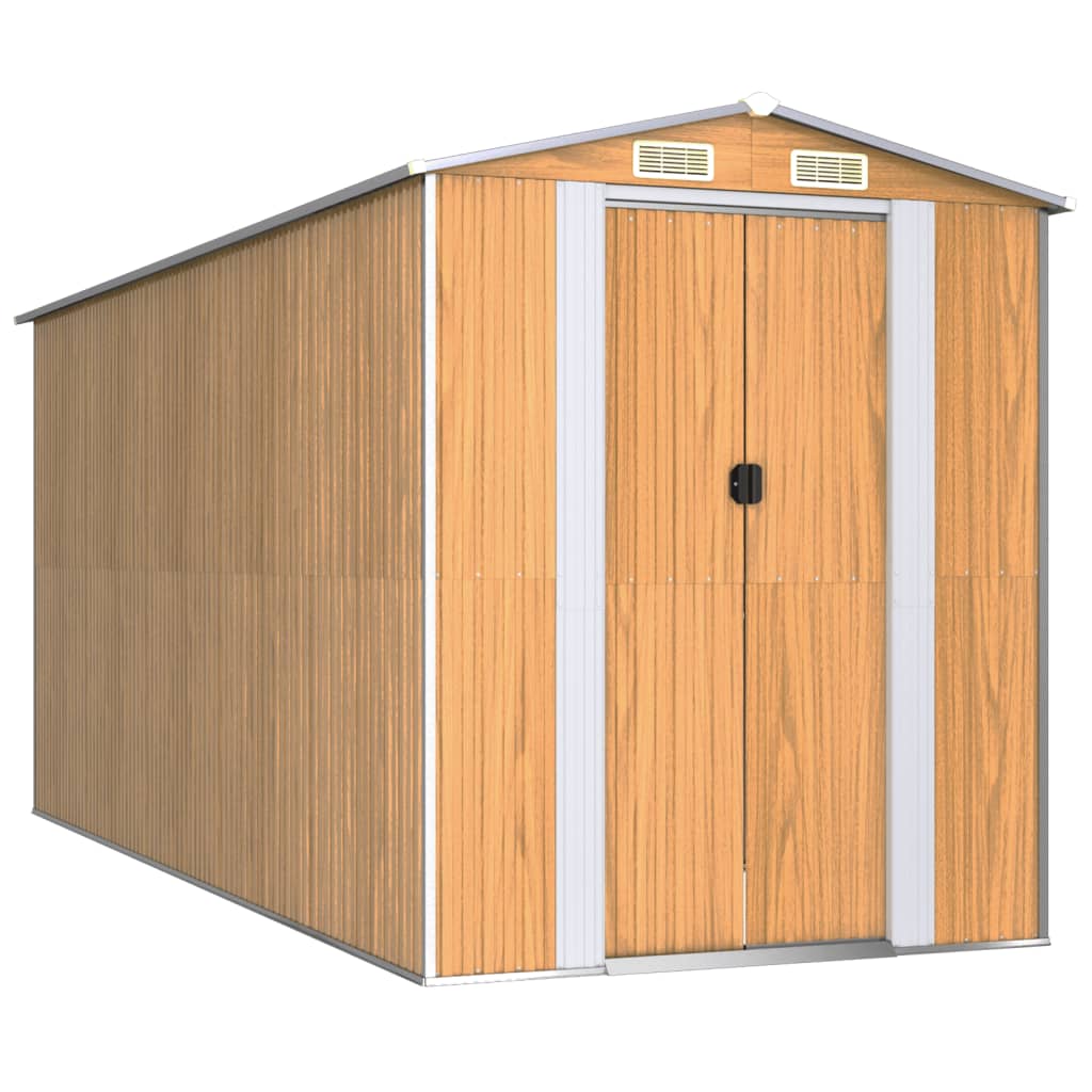 NNEVL Garden Shed Light Brown 192x440x223 cm Galvanised Steel-1