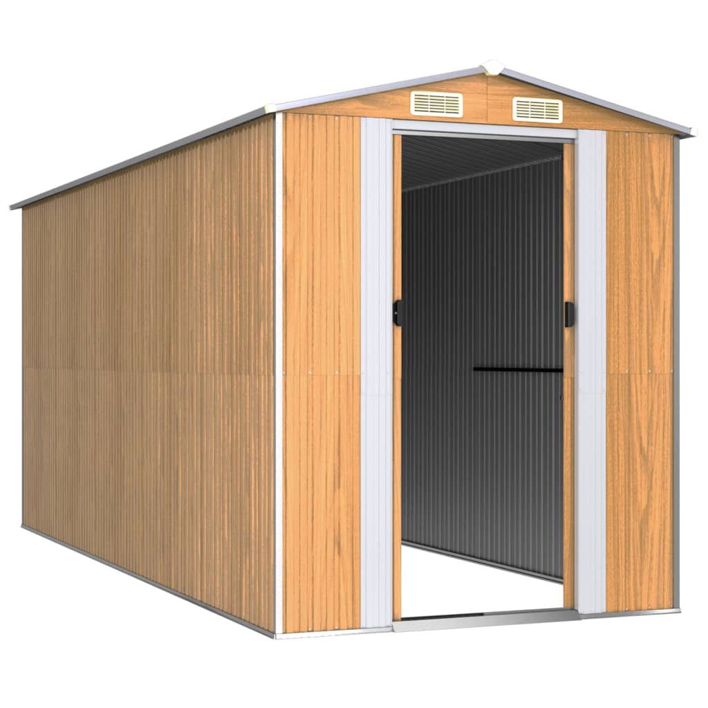 NNEVL Garden Shed Light Brown 192x440x223 cm Galvanised Steel-2