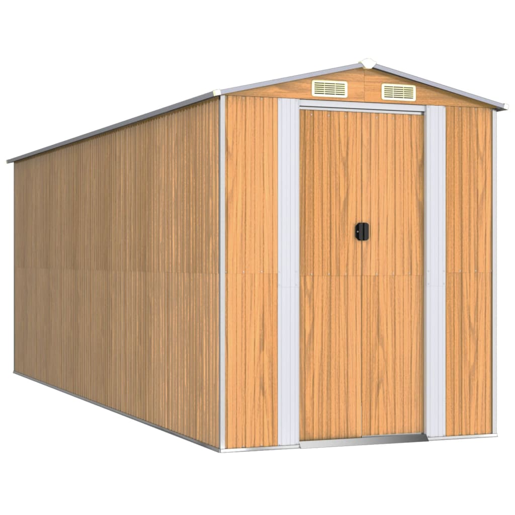 NNEVL Garden Shed Light Brown 192x523x223 cm Galvanised Steel-1