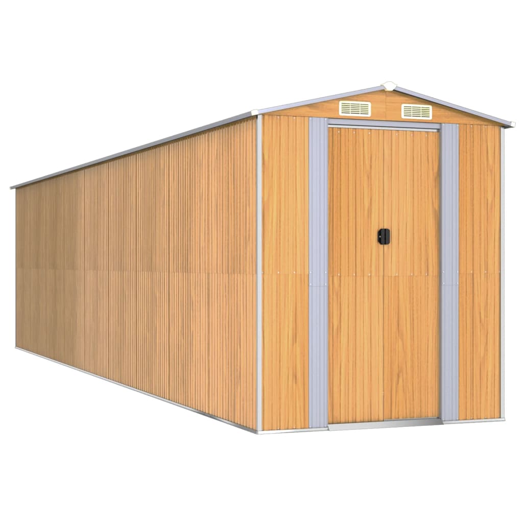 NNEVL Garden Shed Light Brown 192x772x223 cm Galvanised Steel-1