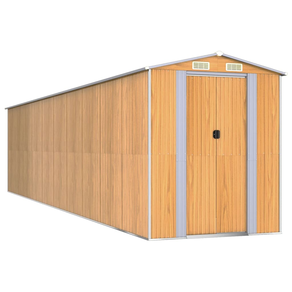 NNEVL Garden Shed Light Brown 192x855x223 cm Galvanised Steel-1
