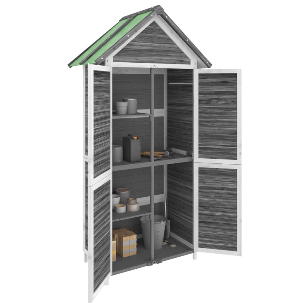 NNEVL Garden Tool Shed Grey 89x52.5x175 cm Solid Wood Pine-2