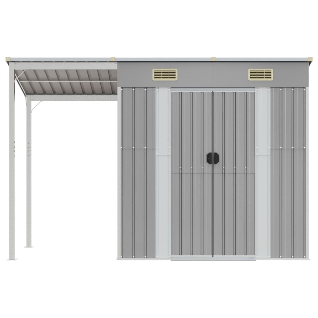 NNEVL Garden Shed with Extended Roof Light Grey 277x110.5x181 cm Steel-2