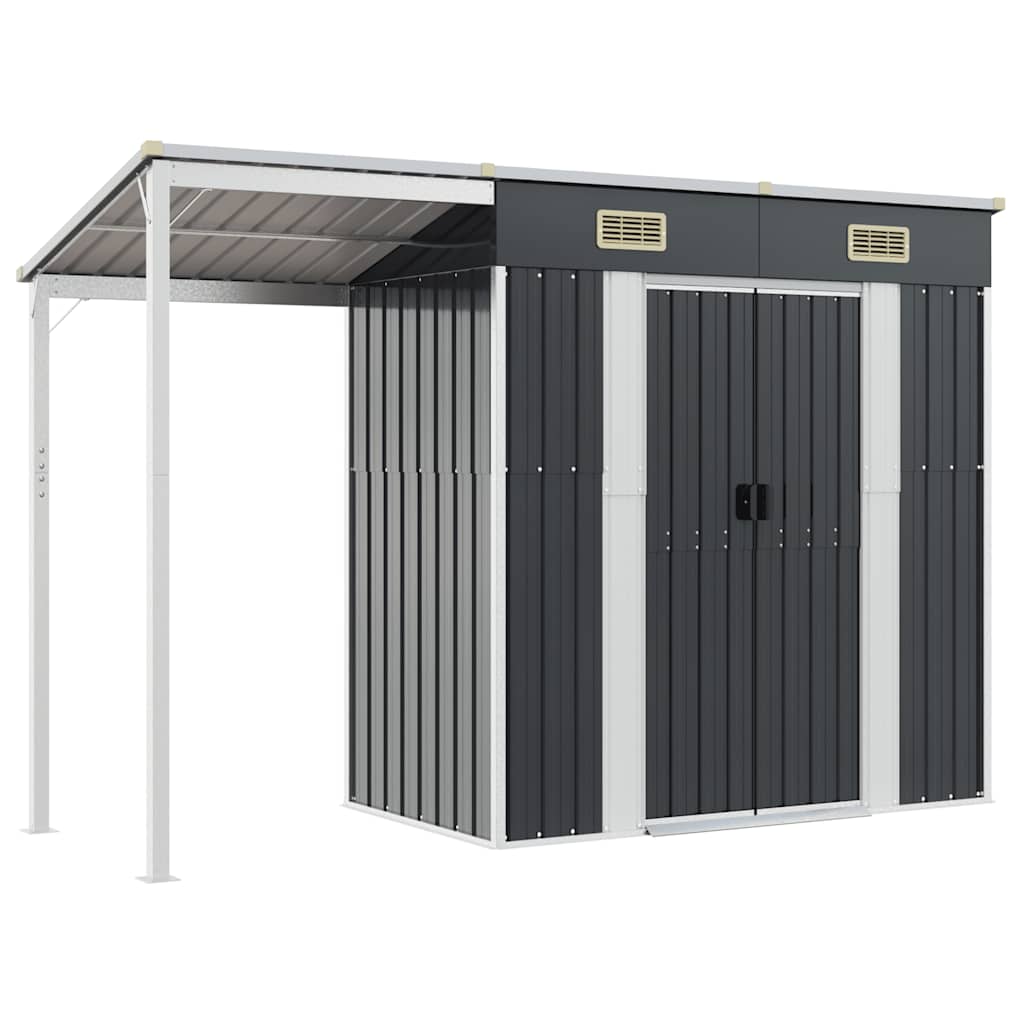 NNEVL Garden Shed with Extended Roof Anthracite 277x110.5x181 cm Steel-1