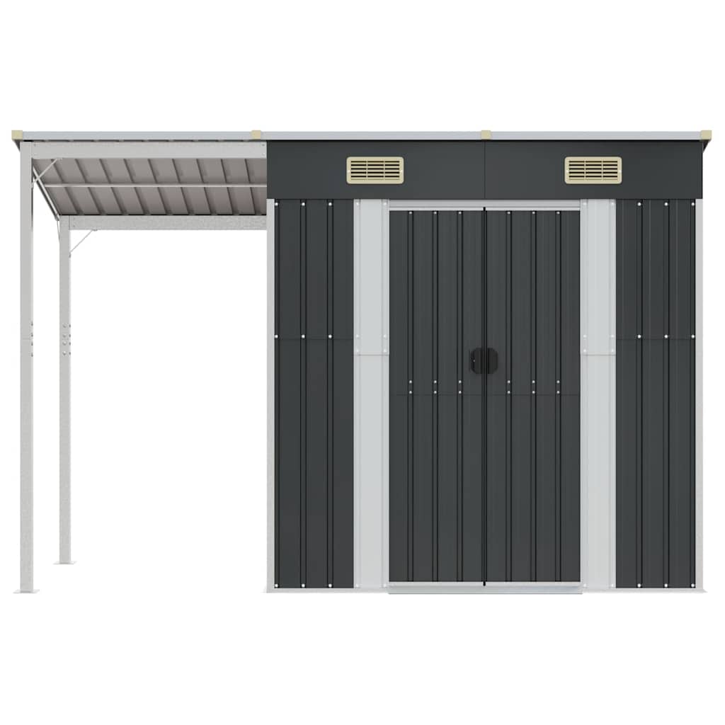 NNEVL Garden Shed with Extended Roof Anthracite 277x110.5x181 cm Steel-2