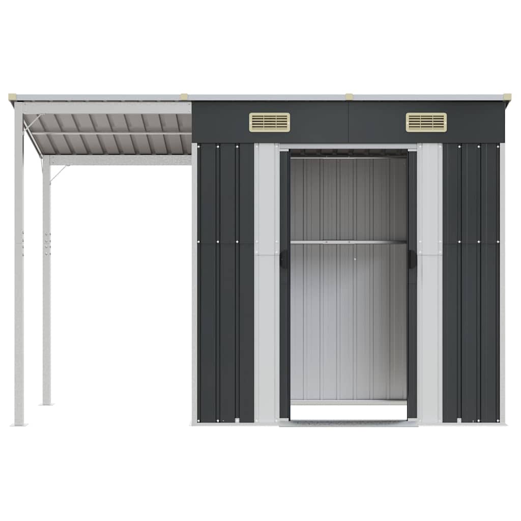 NNEVL Garden Shed with Extended Roof Anthracite 277x110.5x181 cm Steel-3