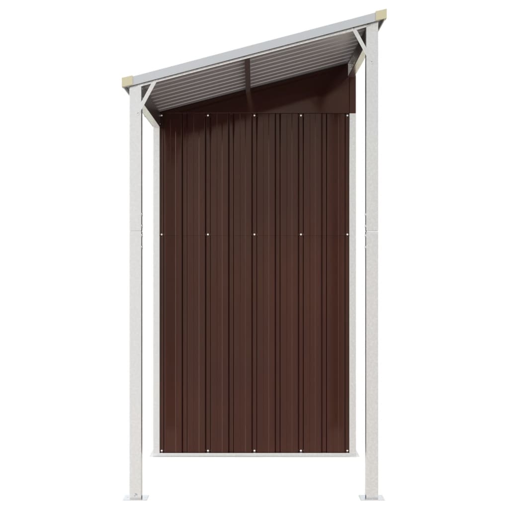 NNEVL Garden Shed with Extended Roof Brown 277x110.5x181 cm Steel-4