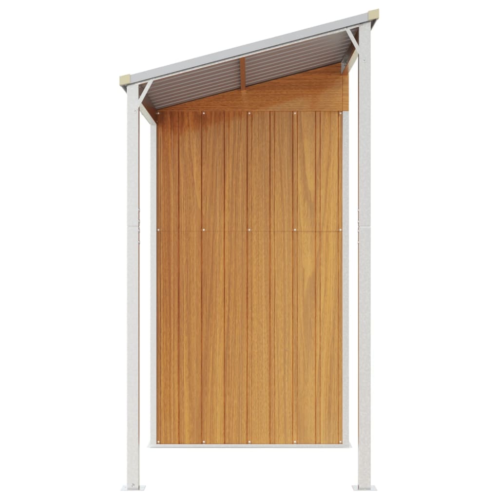 NNEVL Garden Shed with Extended Roof Light Brown 277x110.5x181 cm Steel-4