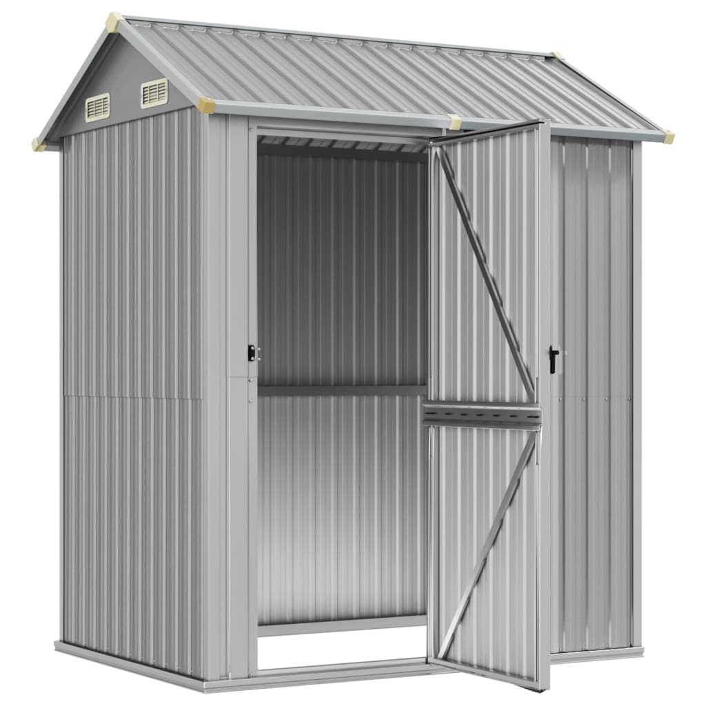 NNEVL Garden Shed Light Grey 192x152.5x237 cm Galvanised Steel-2