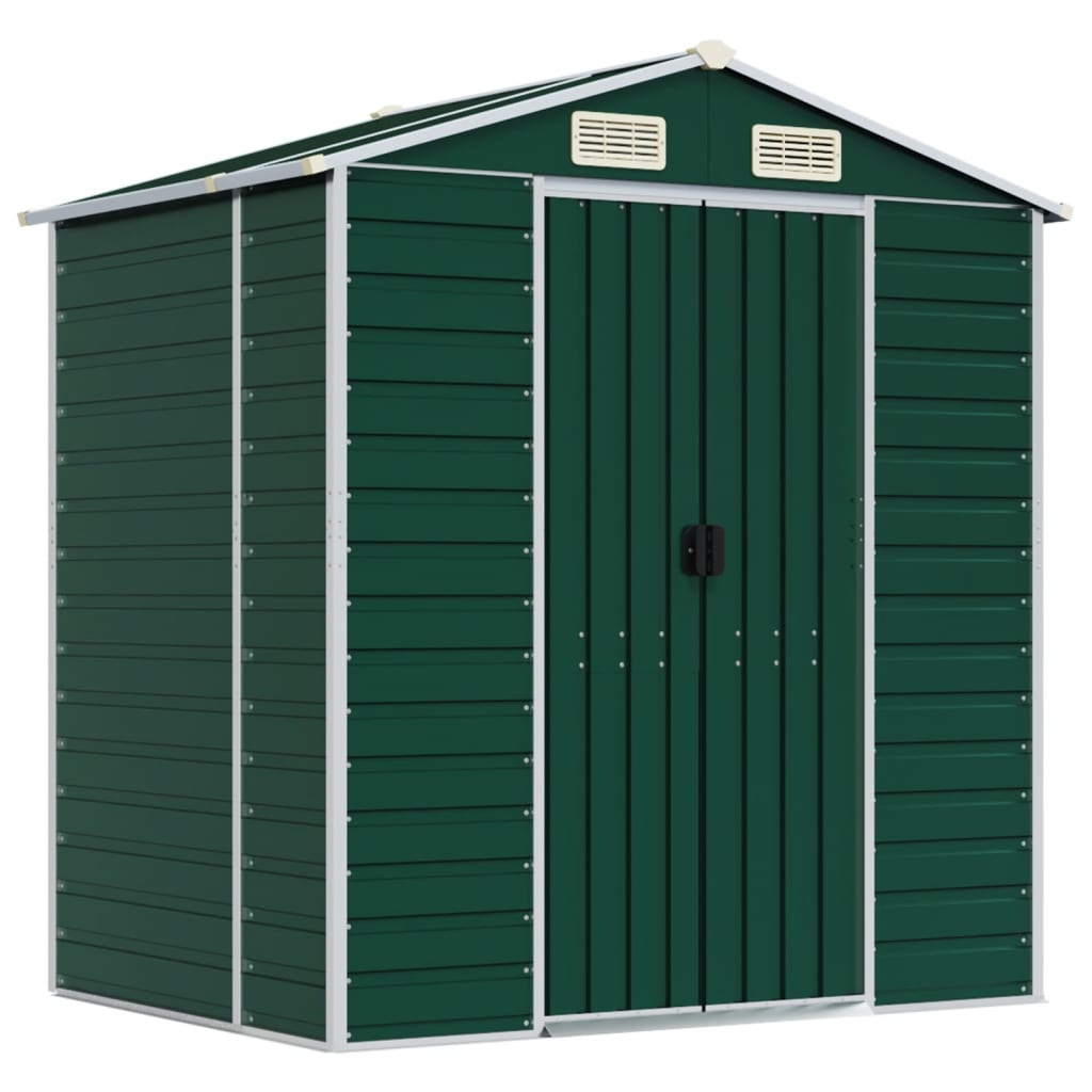 NNEVL Garden Shed Green 191x130x198 cm Galvanised Steel-1