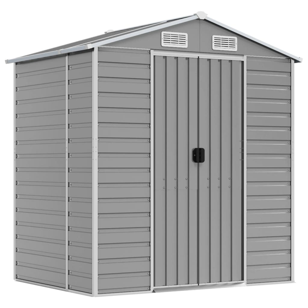 NNEVL Garden Shed Light Grey 191x130x198 cm Galvanised Steel-1