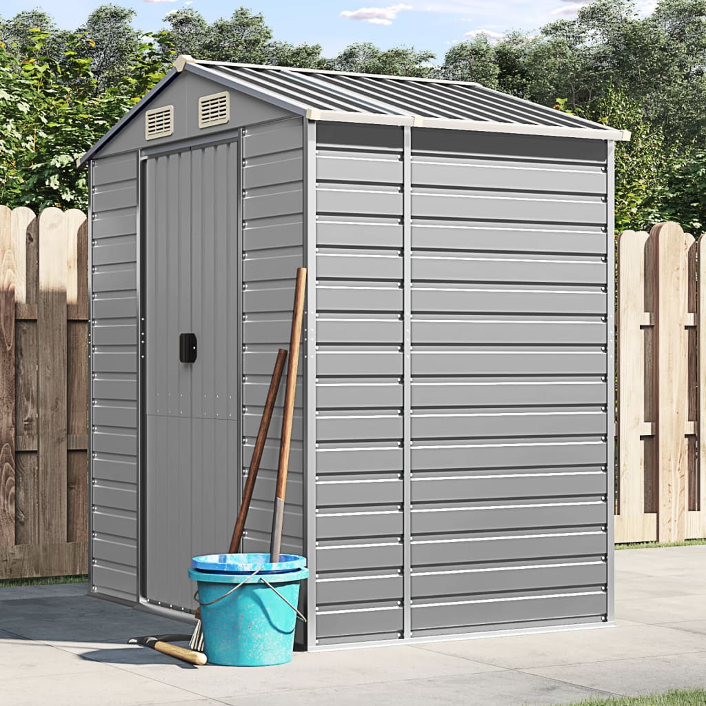 NNEVL Garden Shed Light Grey 191x130x198 cm Galvanised Steel-0