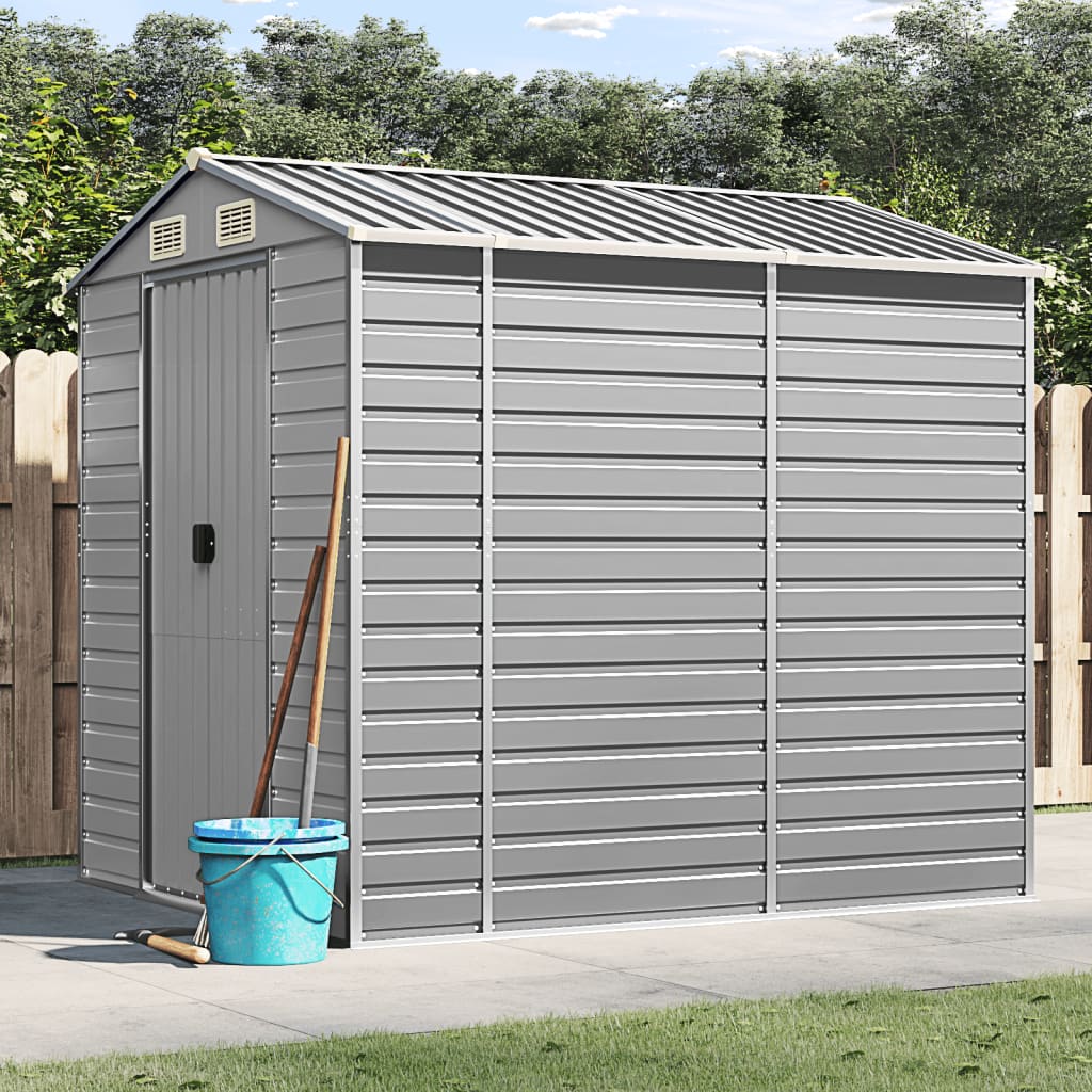 NNEVL Garden Shed Light Grey 191x215x198 cm Galvanised Steel-0