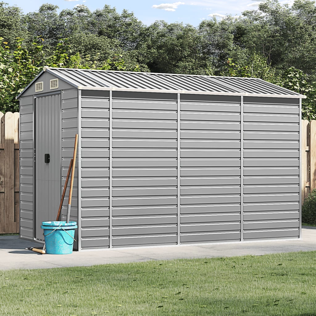 NNEVL Garden Shed Light Grey 191x300x198 cm Galvanised Steel-0