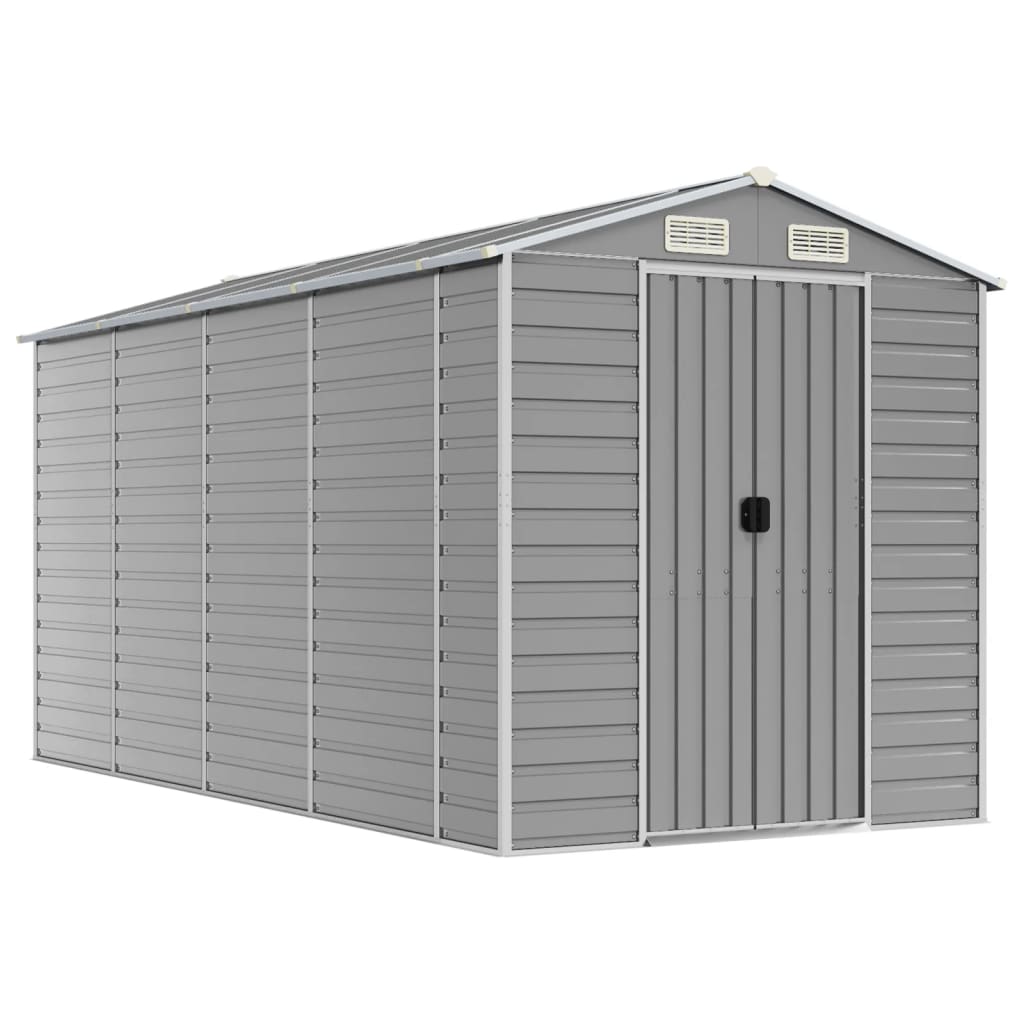 NNEVL Garden Shed Light Grey 191x385x198 cm Galvanised Steel-1
