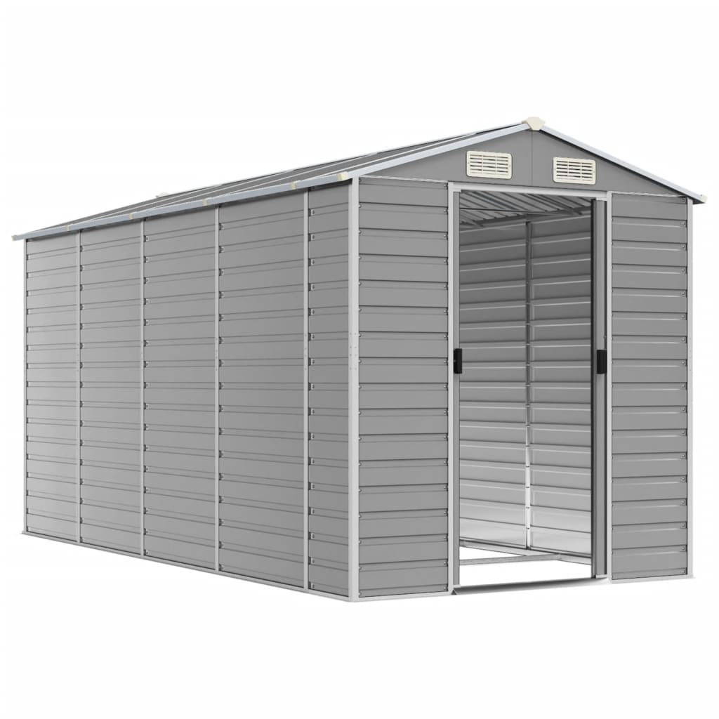 NNEVL Garden Shed Light Grey 191x385x198 cm Galvanised Steel-2