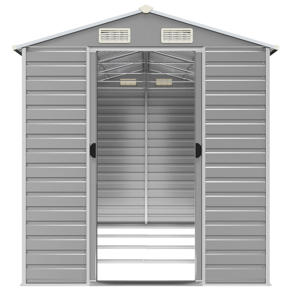 NNEVL Garden Shed Light Grey 191x385x198 cm Galvanised Steel-4