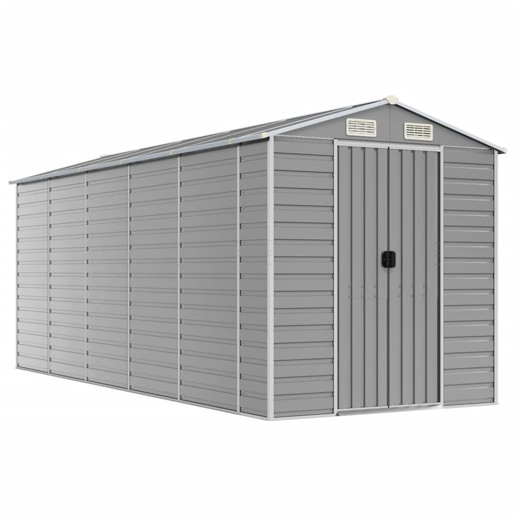 NNEVL Garden Shed Light Grey 191x470x198 cm Galvanised Steel-1