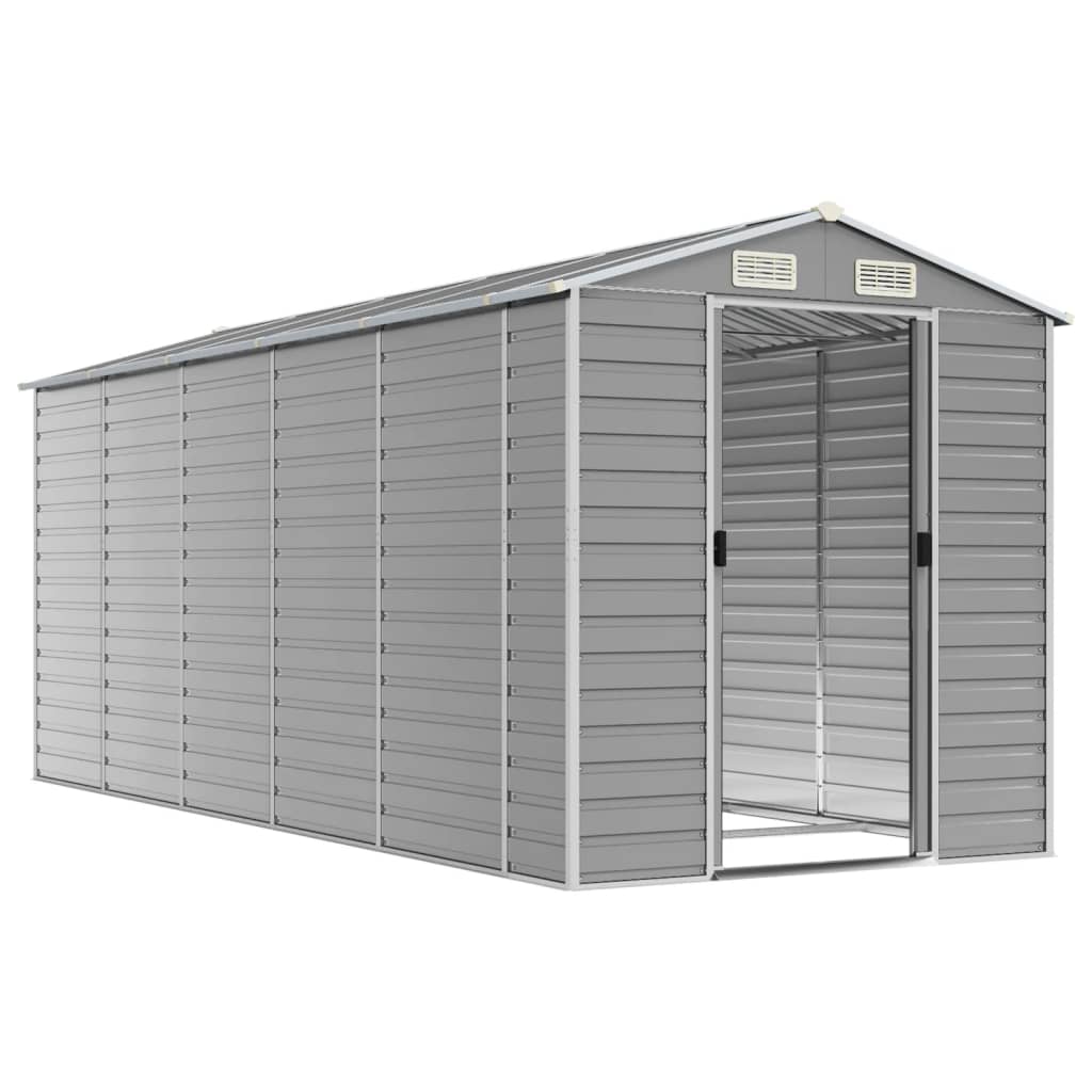 NNEVL Garden Shed Light Grey 191x470x198 cm Galvanised Steel-2