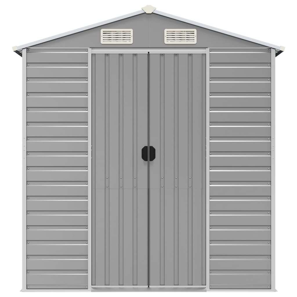 NNEVL Garden Shed Light Grey 191x470x198 cm Galvanised Steel-3