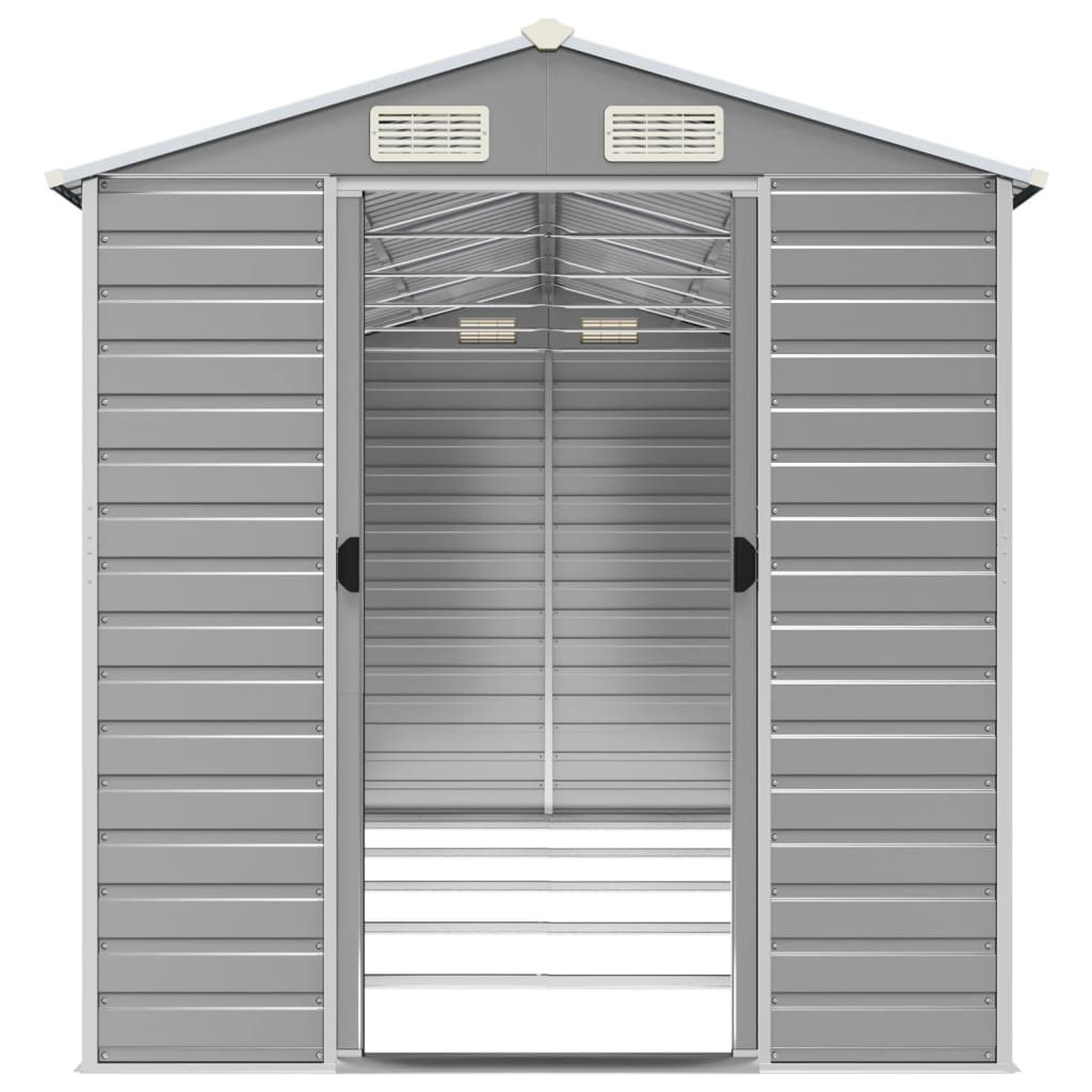 NNEVL Garden Shed Light Grey 191x470x198 cm Galvanised Steel-4