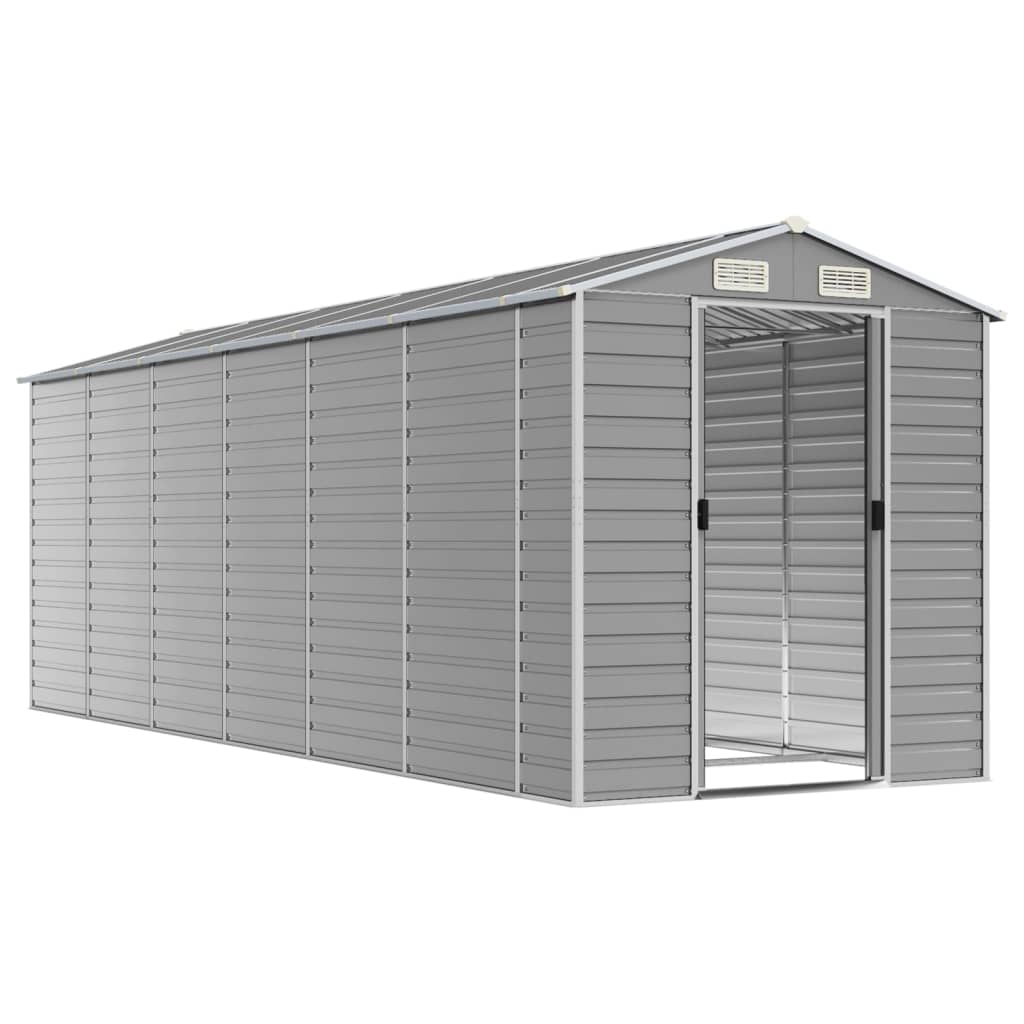 NNEVL Garden Shed Light Grey 191x555x198 cm Galvanised Steel-2