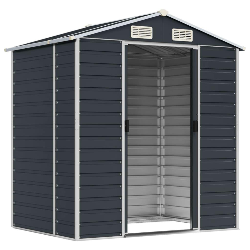 NNEVL Garden Shed Anthracite 191x130x198 cm Galvanised Steel-2