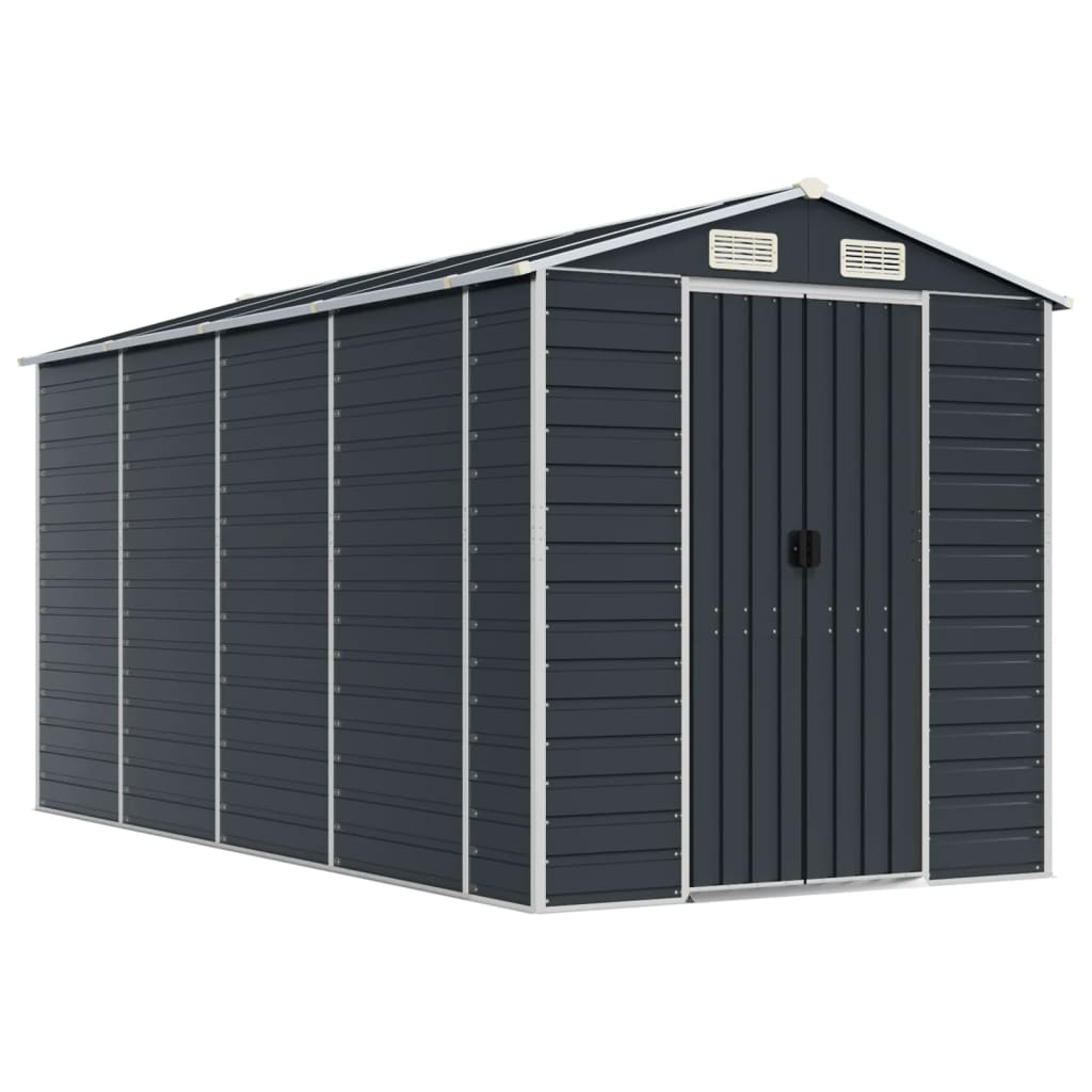 NNEVL Garden Shed Anthracite 191x385x198 cm Galvanised Steel-1